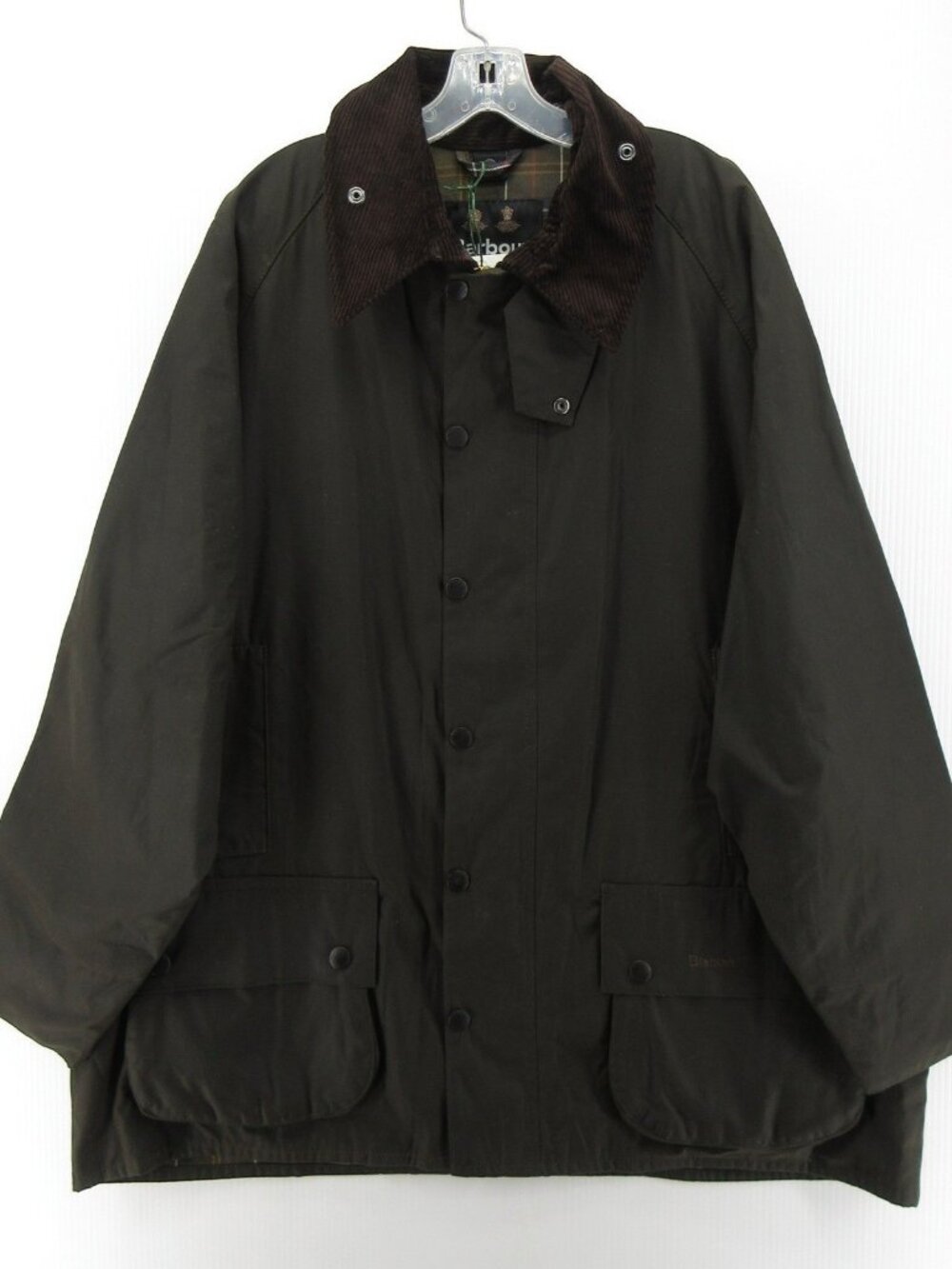 Barbour Jacket 50 Olive Classic Beaufort Waxed Barn Plaid Lined NWT *